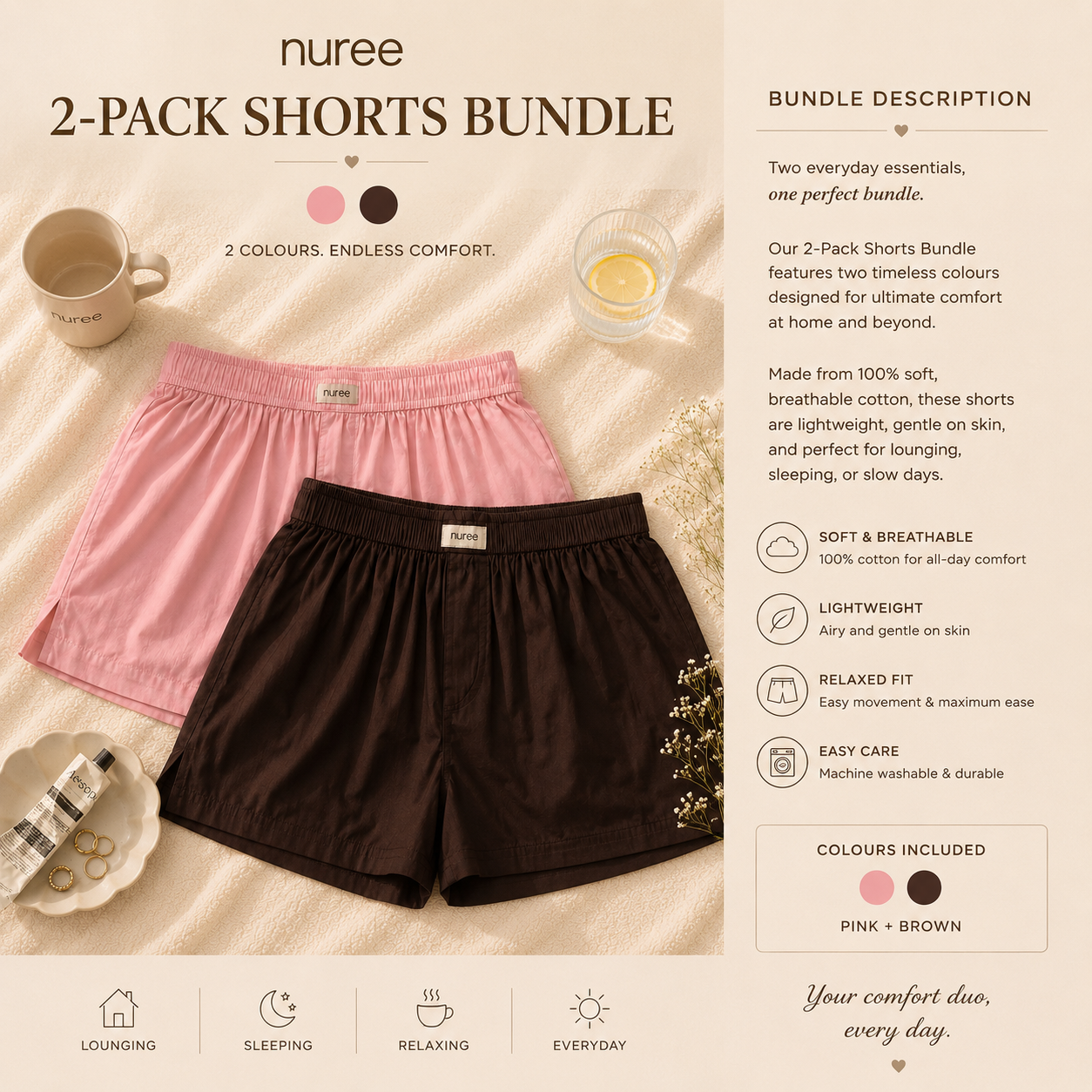 Baby Pink And Coffee - Pack of Two