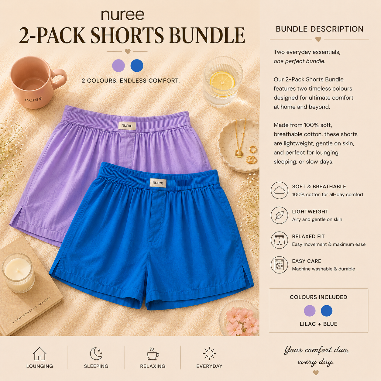 Lilac And Blue - Pack Of Two