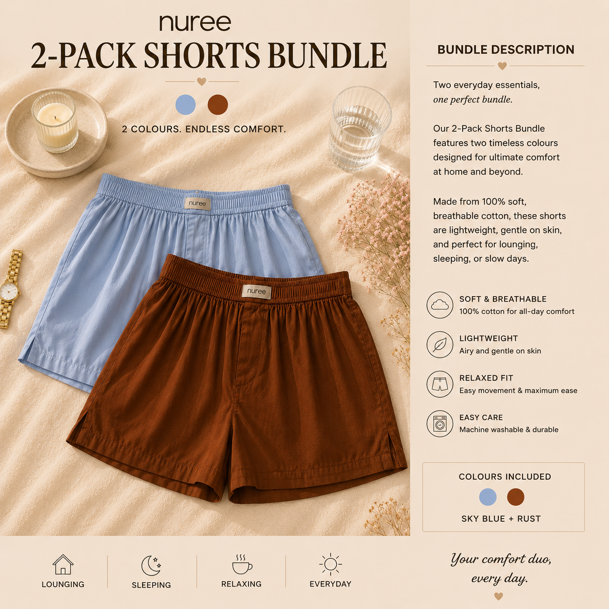 Sky Blue And Rust - Pack Of Two