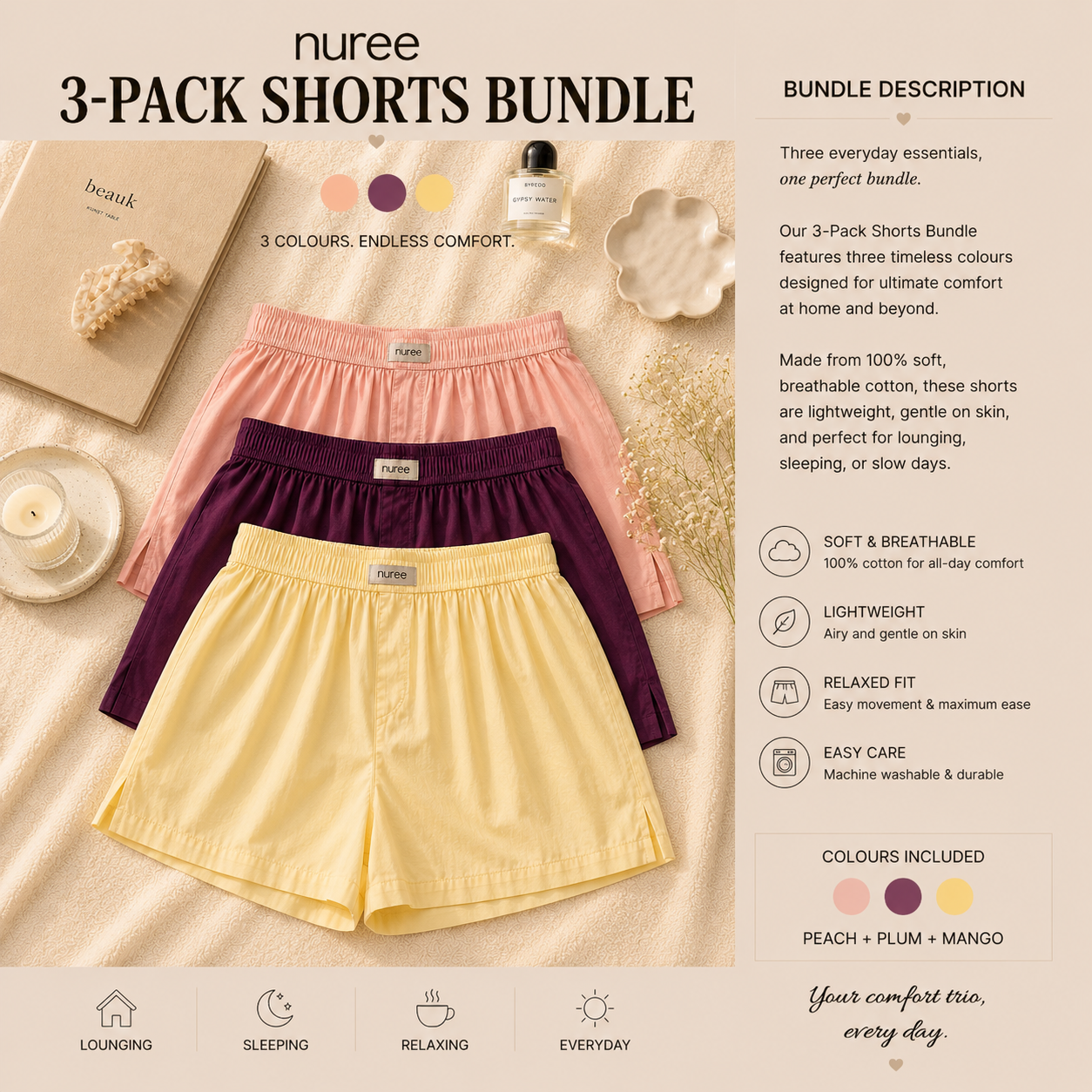 Peach, Plum And Mango - Pack Of Three